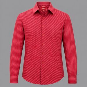 REPORT Collection Men’s XL Red Stripe Stretch Dress Shirt Long Sleeve Button Up